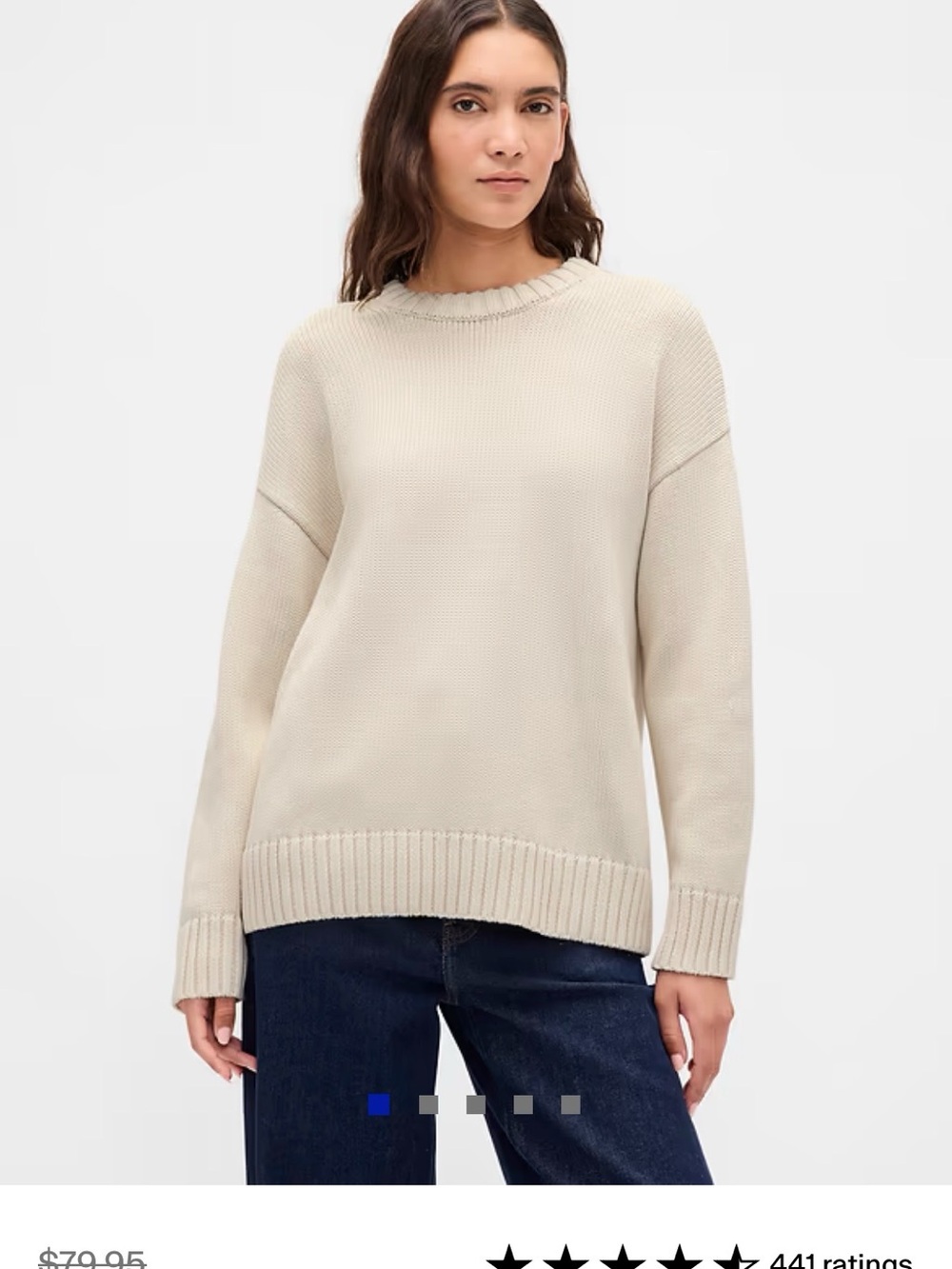 GAP 100% Cotton Classic Crewneck Cream Sweater M